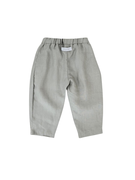 Pantalone in lino verde oliva per bambini Gayalab 595B GRAYGREEN 