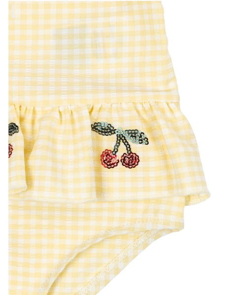 Costume intero check giallo e bianco con paillettes per neonata e bambina Konges slojd KS104790 BANANA 