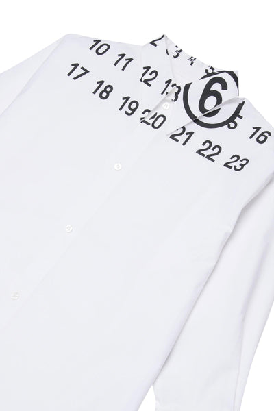 Abito camicia bianco con logo per bambina MM6 Maison Margiela M60943 M6100 
