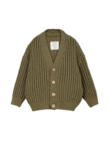 Cardigan verdone in maglia lavorata per bambino Play up 3AS11401 P7217 