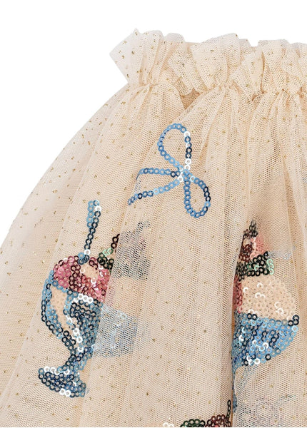 Gonna beige in tulle con paillettes per neonata e bambina Konges slojd KS105139 GELATO 