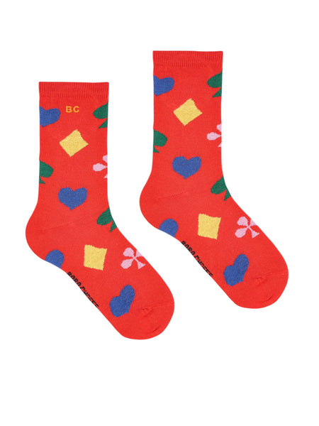 Calzino rosso con stampa all over per neonata e bambina Bobo Choses B225AI013 UNI 