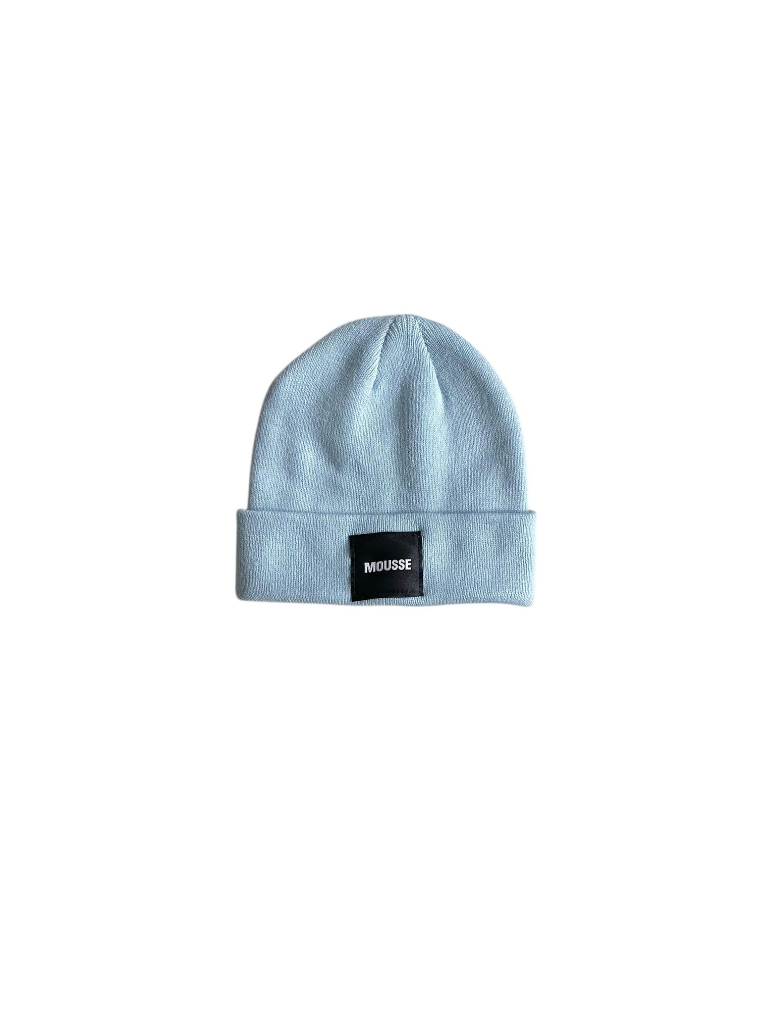 Cuffia in maglia azzurra con logo per neonati e bambini Mousse kids PKCLA AZURE 