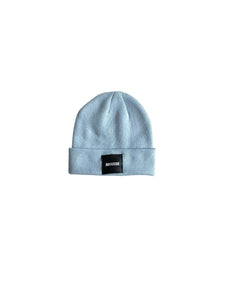 Cuffia in maglia azzurra con logo per neonati e bambini Mousse kids PKCLA AZURE 