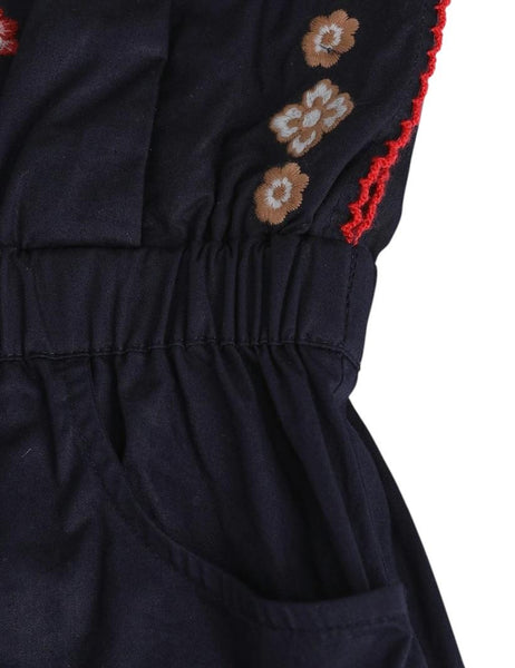 Tuta corta blu con ricami floreali per bambina Zimmermann 7838YSS261 DKN 