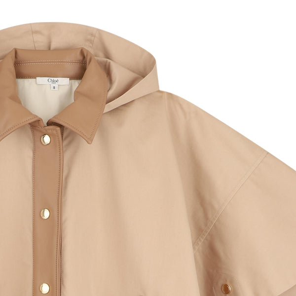 Mantella cammello con cappuccio per bambina Chloé C20836 231 