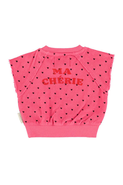 Felpa fucsia in spugna  con stampa all over per bambina Piupiuchick SS26.JRS2617 PINK 