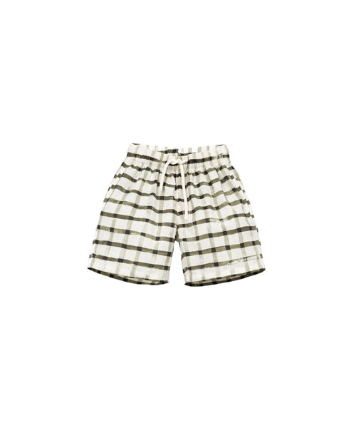 Bermuda bianco a quadri verdi per bambino Play up 3AS11709 E773N 