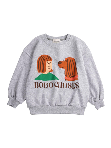 Felpa grigia con stampa per neonati e bambini Bobo Choses B126AC038 UNI 