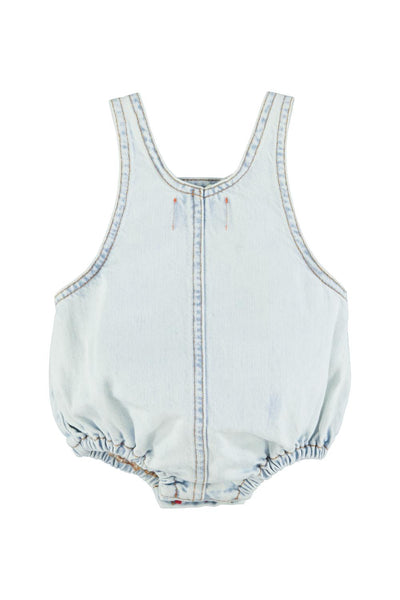 Pagliaccetto in denim chiaro per neonati Piupiuchick SS26.BB2606 DENIM 