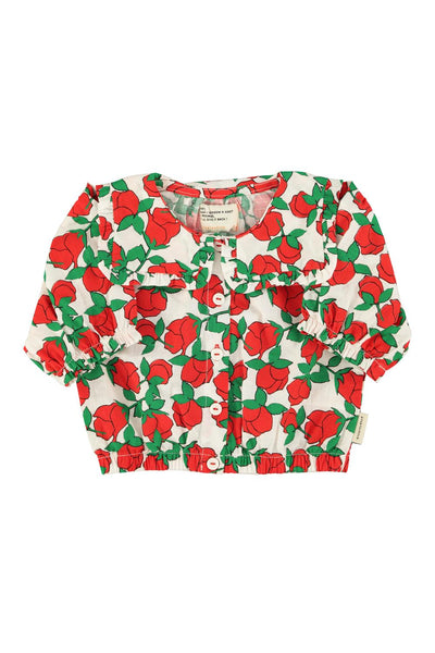 Blusa con stampa all over per neonata e bambina Piupiuchick SS26.BM2603 ECRU 