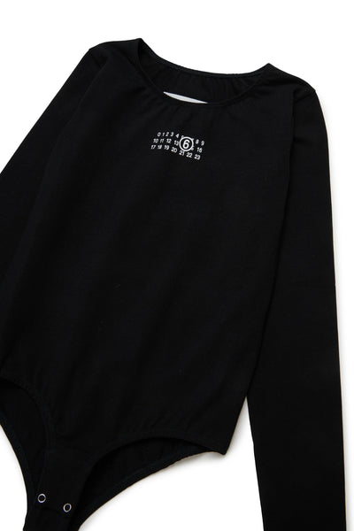 Body nero con logo per bambina MM6 Maison Margiela M60911 M6900 