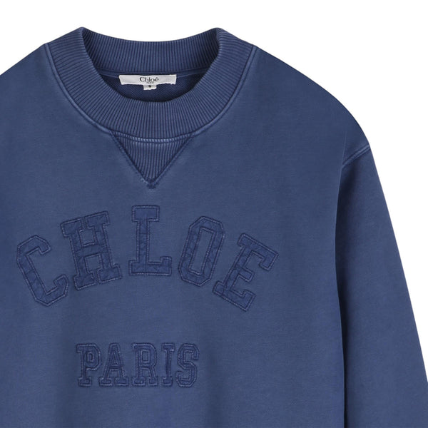 Felpa blu con logo per bambina Chloé C20843 80S 