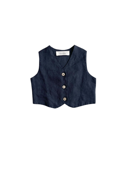 Gilet in lino blu per neonato Fiorile 1509 024 