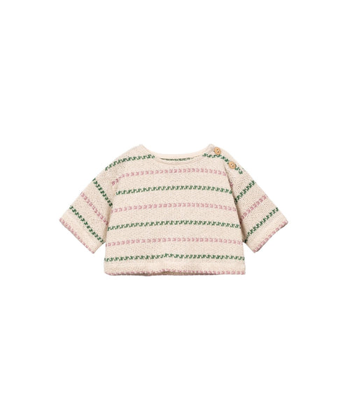 Maglia beige cropped a righe per neonata Play up 2AS11350 R366P 