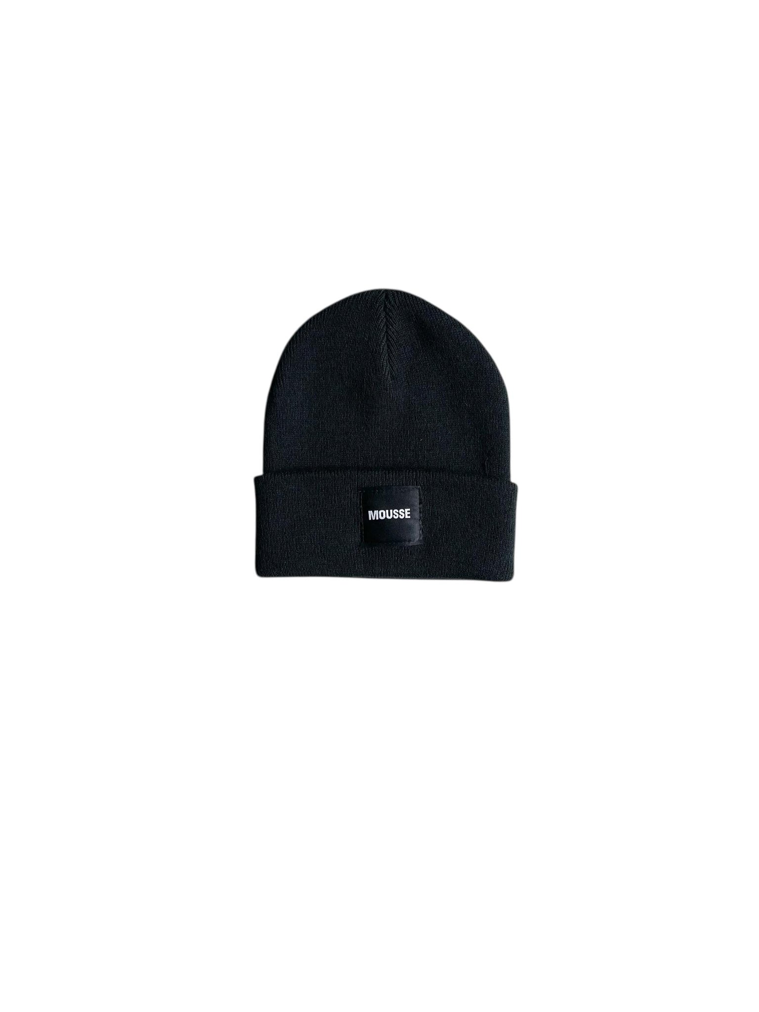 Cuffia in maglia nera con logo per neonati e bambini Mousse kids PKCLB BLACK 