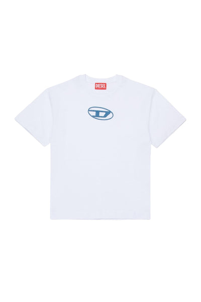 T-shirt bianca con logo per bambino Diesel J02590 K100 