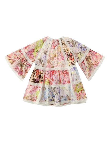 Abito multicolor con finiture in pizzo per bambina Zimmermann 7814DSS265 SPLI 