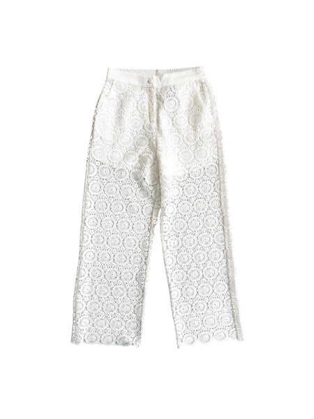 Pantalone bianco in pizzo macramé per bambina Twin set 261GJ2Q21 00526 