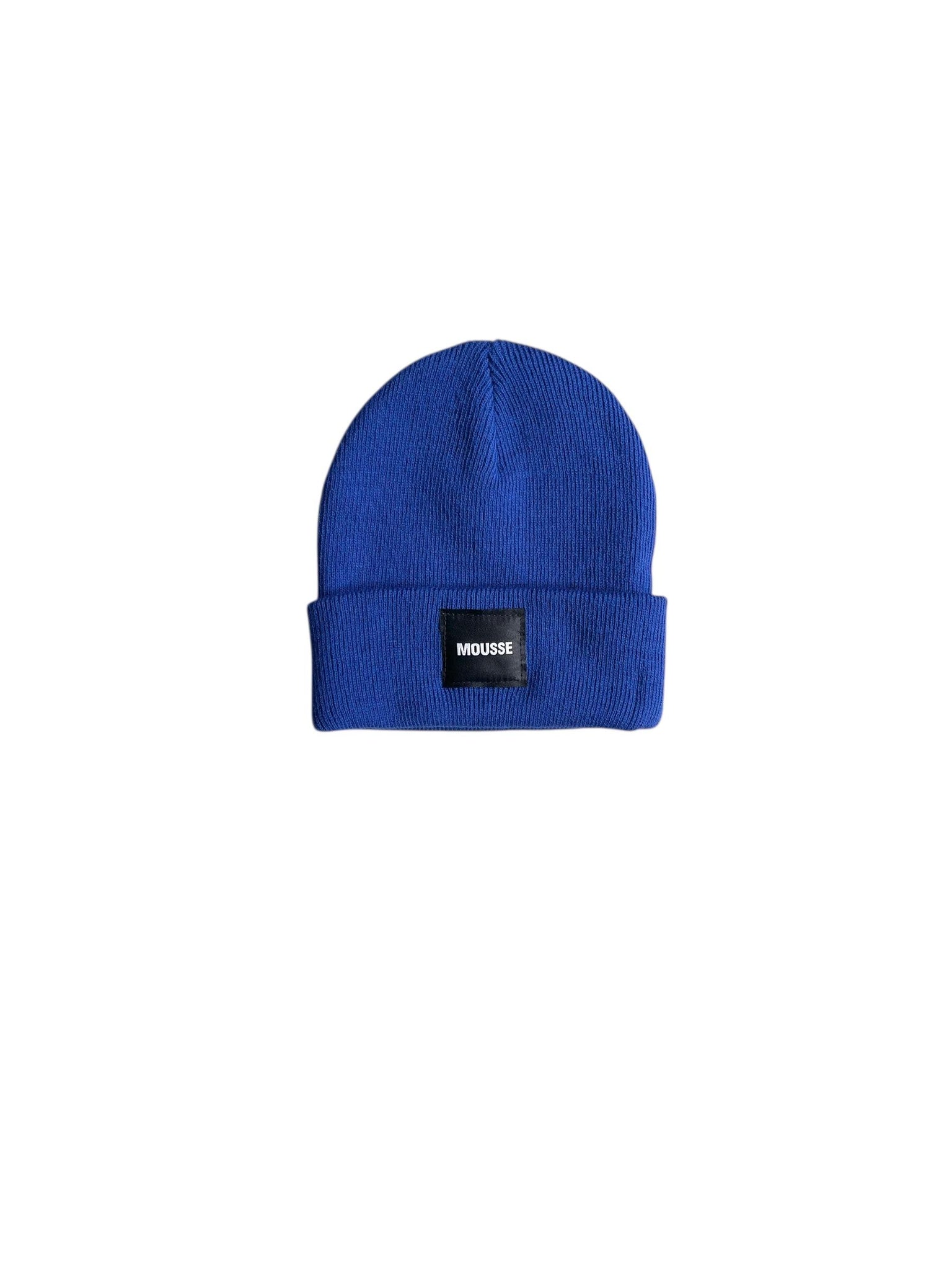 Cuffia in maglia blu con logo per neonati e bambini Mousse kids PKCLRO ROYAL 
