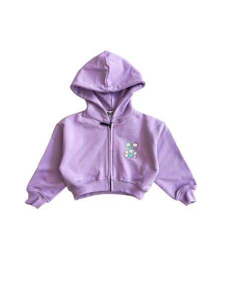 Felpa aperta viola per neonata e bambina Mousse kids LKHZ190L BABEFUR 