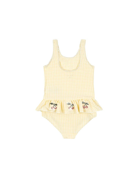 Costume intero check giallo e bianco con paillettes per neonata e bambina Konges slojd KS104790 BANANA 