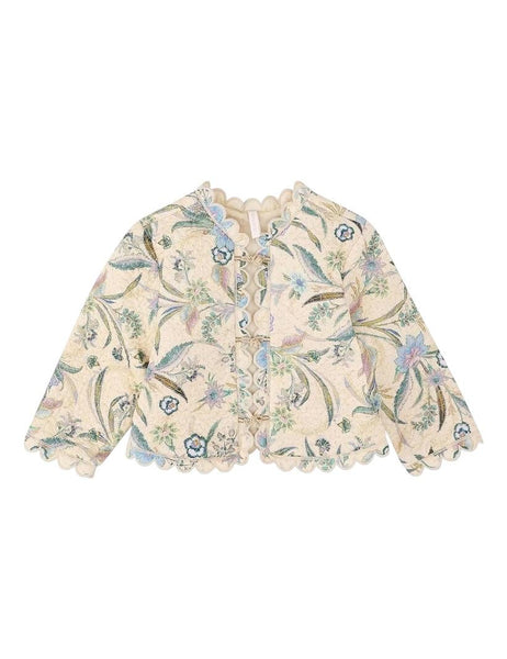 Giacca beige trapuntata con stampa floreale per bambina Zimmermann 7409JSS262 CSCFL 
