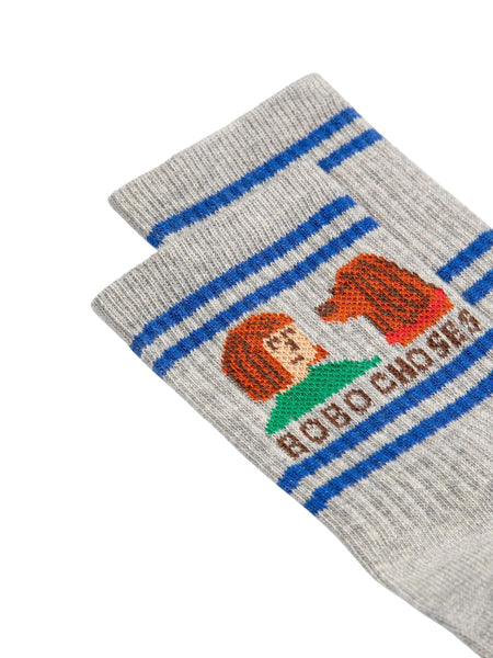 Calzino grigio con stampa per neonati e bambini Bobo Choses B126AI009 UNI 