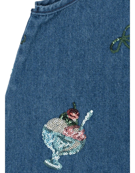 Abito in denim blu con paillettes per neonata e bambina Konges slojd KS104975 GELATO 