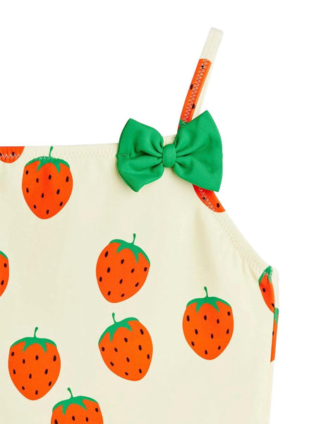 Costume con stampa fragole all over per neonata e bambina Mini Rodini 1100034411 OFFWHITE 