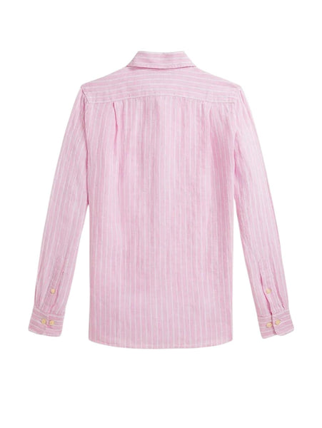 Camicia in lino a righe rosa e bianche per bambino Ralph Lauren Kids 323A13343001 PINK/WHITE 