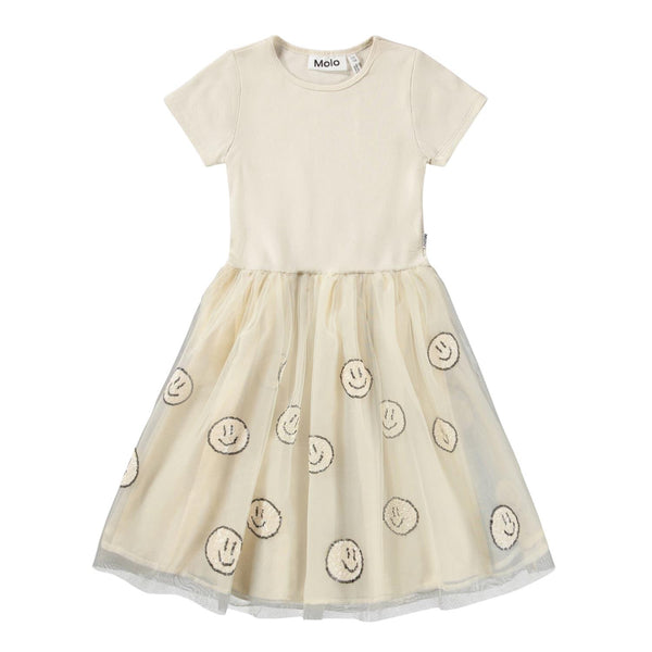Abito beige con tulle e paillettes per neonata e bambina Molo CYRUSILA 8894 