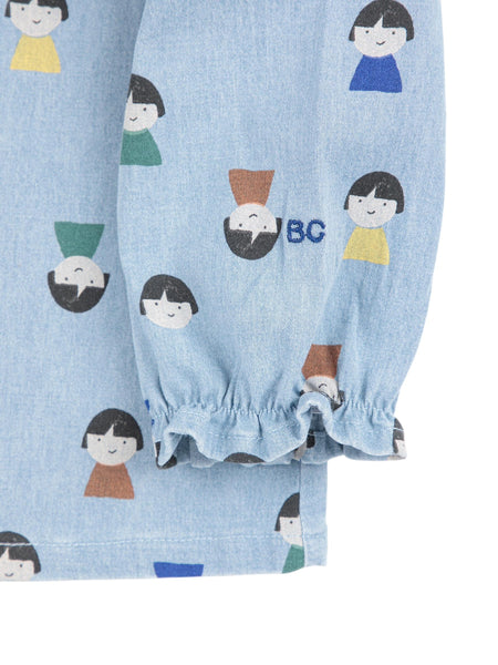 Camicia in denim chiaro con stampa all over per neonata Bobo Choses B225AB044 UNI 