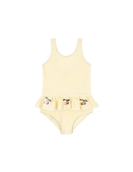 Costume intero check giallo e bianco con paillettes per neonata e bambina Konges slojd KS104790 BANANA 