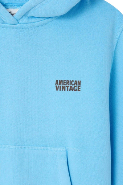 Felpa celeste con logo per neonati  e bambini American Vintage KIZU03A BLUE CIEL VINTAGE 