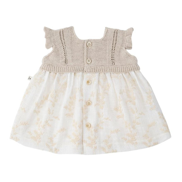 Abito beige e panna con ricami per neonata 1+ more in the family SAONA ECRU 