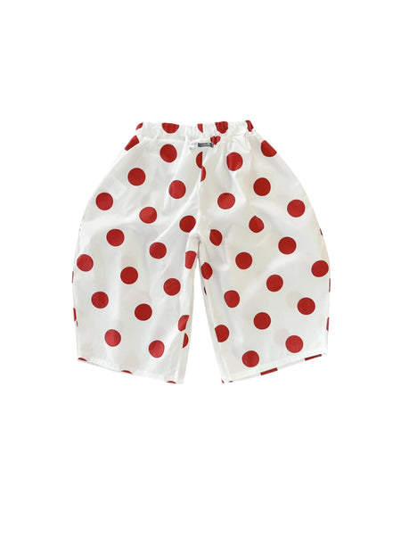Pantalone bianco a pois rossi per neonata e bambina Cucù Lab WAGNER LONG POIS ROSSO 