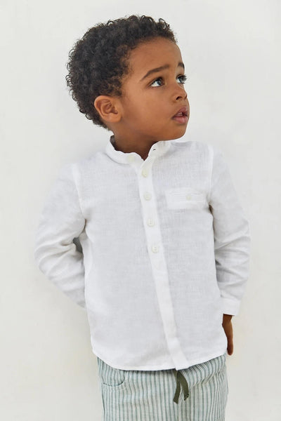 Camicia bianca in lino per neonato Tartine et Chocolat CC12001-01 BLANC 