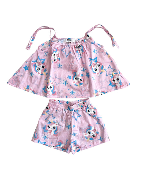 Completo rosa con stampa all over pe bambina Mousse kids LKCMN120 LOVUNICORN 