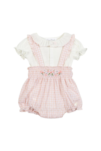 Set body + salopette Vichy rosa per neonata Tartine et Chocolat CC37030-30 ROSEE 