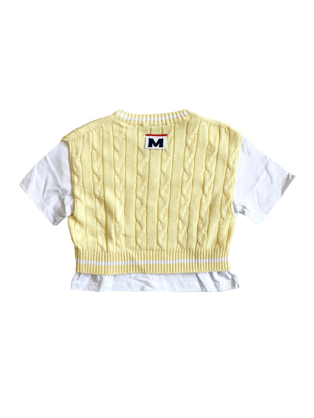 Gilet giallo con t-shirt bianca per bambina Msgm S6MSJGTH034 001/79 