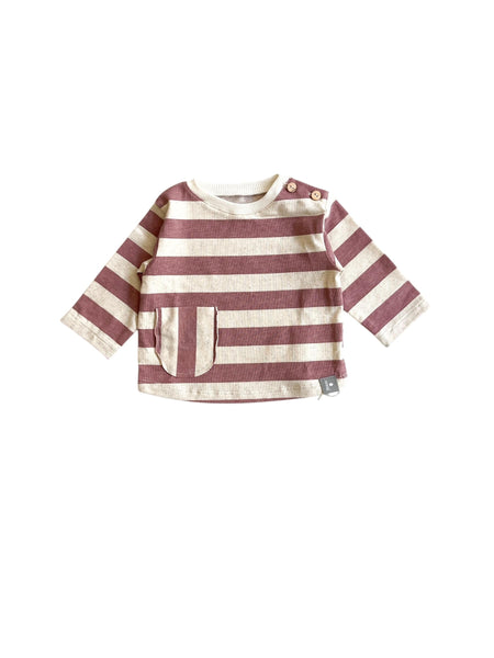 T-shirt a righe ecrù e terracotta per neonati Snug 933AY6S105G49 0082 