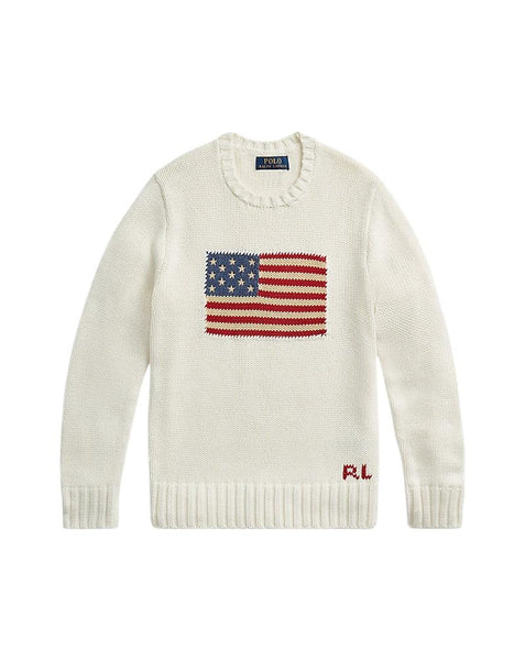 Maglia bianca con bandiera per bambino Ralph Lauren Kids 323668285006 WHITE 