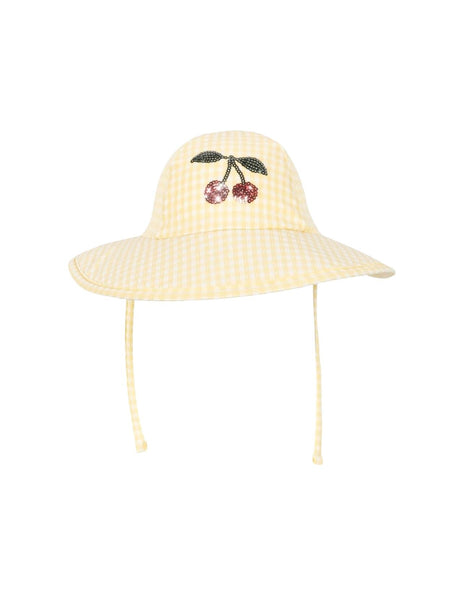 Cappello check giallo e bianco con paillettes per neonata e bambina Konges slojd KS104788 BANANA 