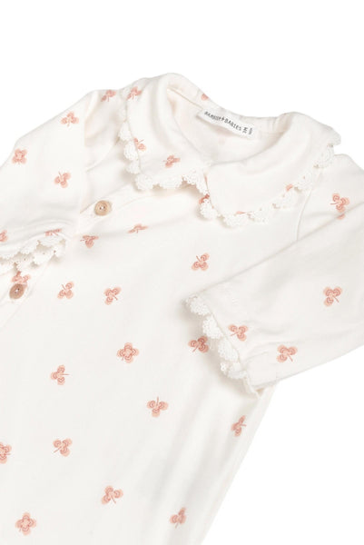 Tutina panna con colletto e stampa all over per neonata Bamboom 1134TE00074 LUCKY LEAVES 