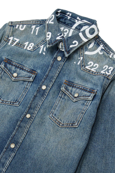 Camicia in denim con logo per bambini MM6 Maison Margiela M60950 M601 
