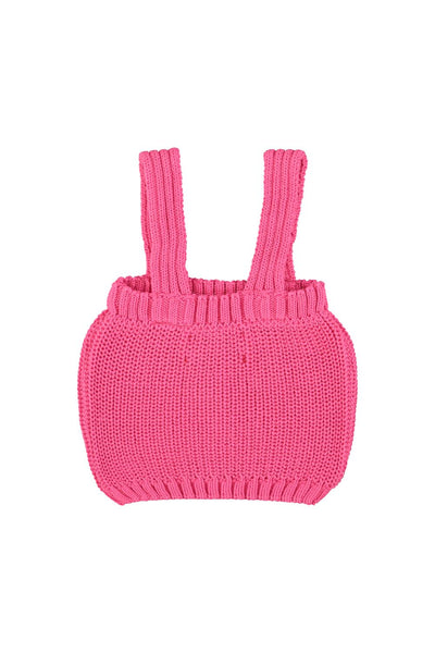 Top in maglia fucsia con stampa per bambina Piupiuchick SS26.TRC2602A PINK 