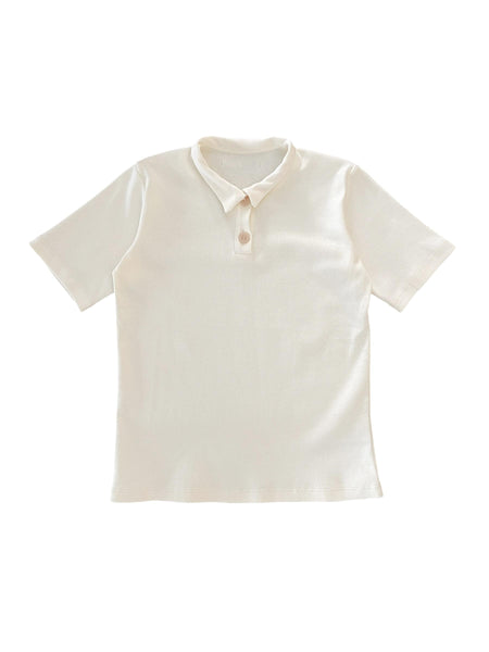 Polo ecrù a costine per neonati e bambini Cucù Lab PAOLO NEW ECRU 
