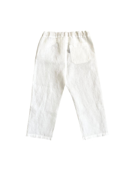 Pantalone bianco in lino per neonato e bambino Zhoe & Tobiah INE2 1 