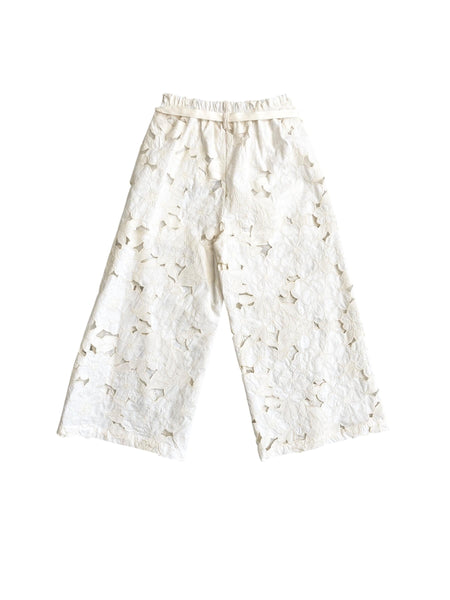 Pantalone avorio con ricami floreali in rilievo per neonata e bambina Miss Grant MG1678 AVORIO 
